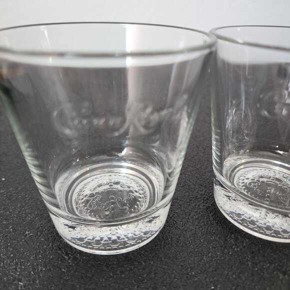 2 Crown Royal Whiskey Old Fashion Rocks Glasses base embossed bubbles + logo - Picture 4 of 10